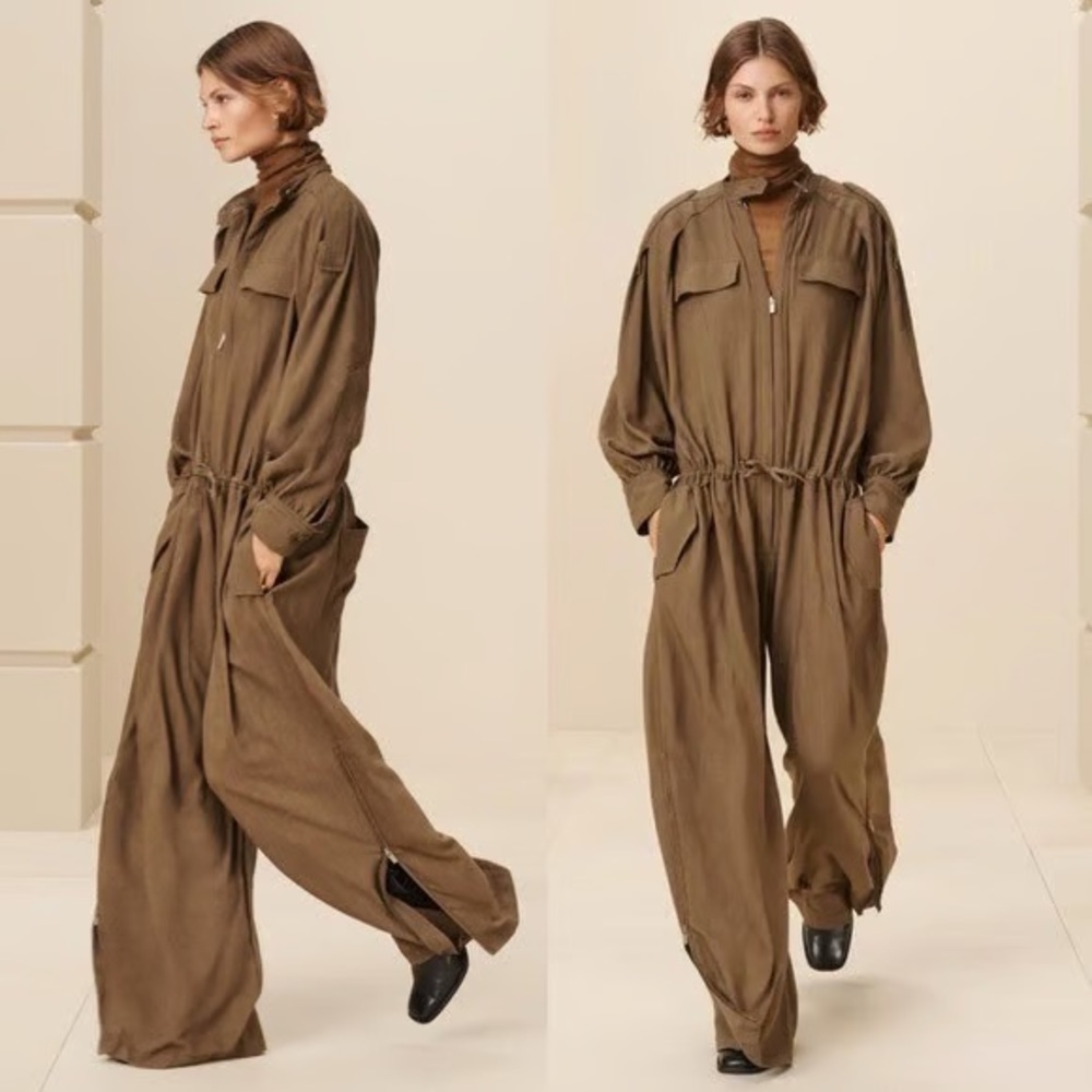 Zara Olive Brown Utility Jumpsuit